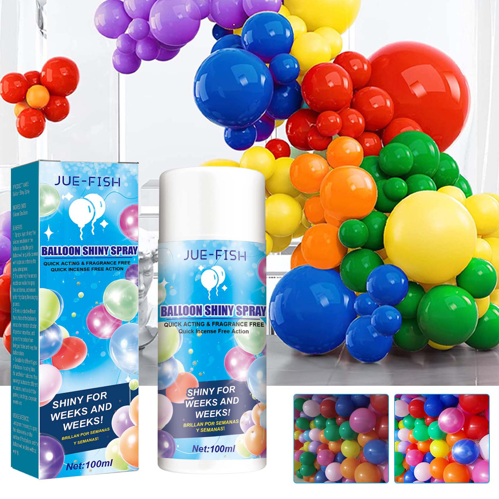 3.38 oz JUE-FISH Balloon High Shine Spray for Latex Balloons - Balloon  Spray Shine for an Elegant Hi Gloss Finish in Minutes - Specially  Formulated